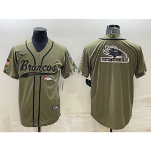 Nike Broncos Blank Olive Blank 2022 Salute To Service Baseball Logo Limited Men Jersey