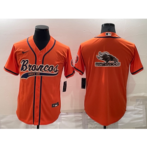 Nike Broncos Blank Orange Vapor Baseball Logo Limited Men Jersey