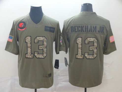 Nike Browns 13 Odell Beckham Jr. 2019 Olive Camo Salute To Service Limited Jersey Nike Browns 13 Odell Beckham Jr. 2019 Olive Camo Salute To Service Limited Jersey