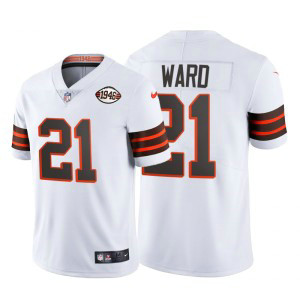 Nike Browns 21 Denzel Ward 1946 Patch White Vapor Limited Men Jersey Nike Browns 21 Denzel Ward 1946 Patch White Vapor Limited Men Jersey