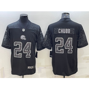 Nike Browns 24 Nick Chubb Black Reflective Vapor Limited Men Jersey Nike Browns 24 Nick Chubb Black Reflective Vapor Limited Men Jersey