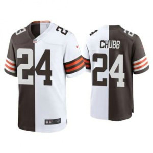Nike Browns 24 Nick Chubb Brown White Split Vapor Limited Men Jersey Nike Browns 24 Nick Chubb Brown White Split Vapor Limited Men Jersey