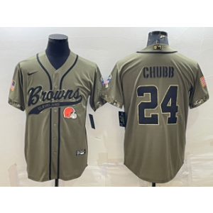 Nike Browns 24 Nick Chubb Olive 2022 Salute To Service Baseball Limited Men Jersey Nike Browns 24 Nick Chubb Olive 2022 Salute To Service Baseball Limited Men Jersey