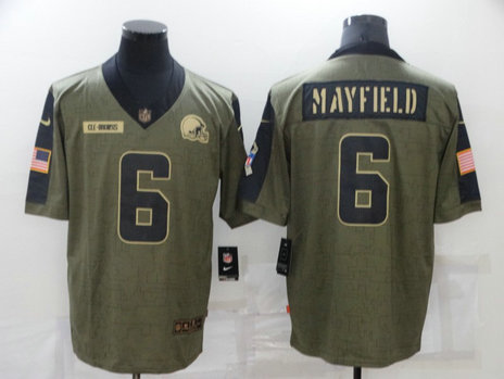 Nike Browns 6 Baker Mayfield Olive 2021 Salute To Service Limited Jersey Nike Browns 6 Baker Mayfield Olive 2021 Salute To Service Limited Jersey