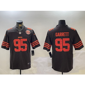 Nike Browns 95 Myles Garrett Brown Team Logo Vapor Limited Men Jersey Nike Browns 95 Myles Garrett Brown Team Logo Vapor Limited Men Jersey