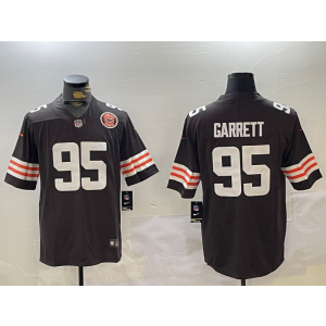Nike Browns 95 Myles Garrett New Brown Team Logo Vapor Limited Men Jersey Nike Browns 95 Myles Garrett New Brown Team Logo Vapor Limited Men Jersey