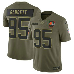 Nike Browns 95 Myles Garrett Olive 2025 Salute to Service F.U.S.E. Vapor Limited Men Jersey