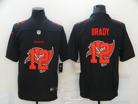 Nike Buccaneers 12 Tom Brady Black Shadow Logo Limited Jersey Nike Buccaneers 12 Tom Brady Black Shadow Logo Limited Jersey