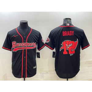 Nike Buccaneers 12 Tom Brady Black Team Big Logo With Patch Vapor Baseball Limited Men Jersey Nike Buccaneers 12 Tom Brady Black Team Big Logo With Patch Vapor Baseball Limited Men Jersey