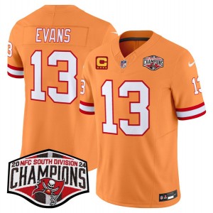 Nike Buccaneers 13 Mike Evans Orange 2024 NFC South Division Champions F.U.S.E. Vapor Limited Men Jersey with C Patch Nike Buccaneers 13 Mike Evans Orange 2024 NFC South Division Champions F.U.S.E. Vapor Limited Men Jersey with C Patch