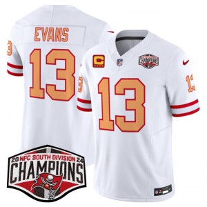 Nike Buccaneers 13 Mike Evans White 2024 NFC South Division Champions F.U.S.E. Vapor Limited Men Jersey with C Patch Nike Buccaneers 13 Mike Evans White 2024 NFC South Division Champions F.U.S.E. Vapor Limited Men Jersey with C Patch