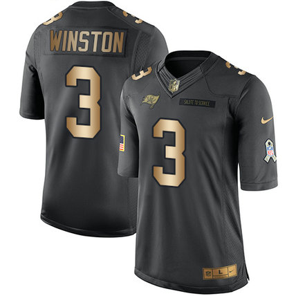 Nike Buccaneers 3 Jameis Winston Anthracite Gold Salute To Service Limited Jersey Nike Buccaneers 3 Jameis Winston Anthracite Gold Salute To Service Limited Jersey