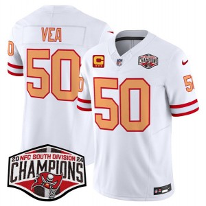Nike Buccaneers 50 Vita Vea White 2024 NFC South Division Champions F.U.S.E. Vapor Limited Men Jersey with C Patch Nike Buccaneers 50 Vita Vea White 2024 NFC South Division Champions F.U.S.E. Vapor Limited Men Jersey with C Patch