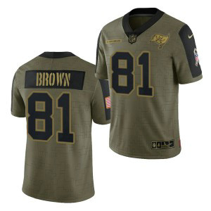 Nike Buccaneers 81 Antonio Brown 2021 Olive Salute To Service Limited Men Jersey Nike Buccaneers 81 Antonio Brown 2021 Olive Salute To Service Limited Men Jersey