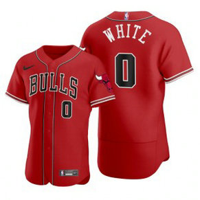 Nike Bulls 0 Coby White Red 2020 NBA X MLB Crossover Edition Men Jersey