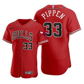Nike Bulls 33 Scottie Pippen Red 2020 NBA X MLB Crossover Edition Men Jersey