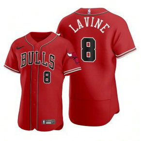 Nike Bulls 8 Zach LaVine Red 2020 NBA X MLB Crossover Edition Men Jersey
