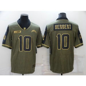 Nike Chargers 10 Justin Herbert 2021 Olive Gold Salute To Service Limited Men Jersey Nike Chargers 10 Justin Herbert 2021 Olive Gold Salute To Service Limited Men Jersey