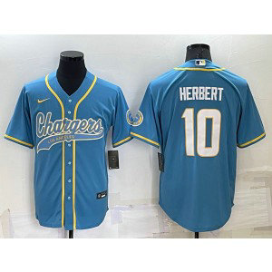 Nike Chargers 10 Justin Herbert Blue Vapor Baseball Limited Men Jersey