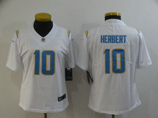 Nike Chargers 10 Justin Herbert White Women Vapor Untouchable Limited Jersey Nike Chargers 10 Justin Herbert White Women Vapor Untouchable Limited Jersey