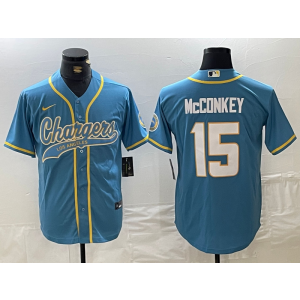 Nike Chargers 15 Ladd McConkey Blue Vapor Baseball Limited Men Jersey Nike Chargers 15 Ladd McConkey Blue Vapor Baseball Limited Men Jersey