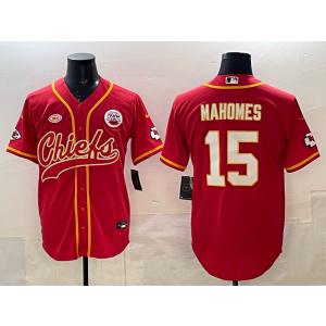 Nike Chiefs 15 Mahomes Red Baseball Vapor Limited Men Jersey