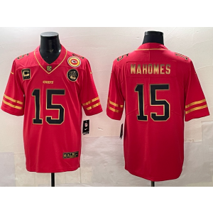 Nike Chiefs 15 Mahomes Red Gold Vapor Limited Men Jersey with Patch Nike Chiefs 15 Mahomes Red Gold Vapor Limited Men Jersey with Patch