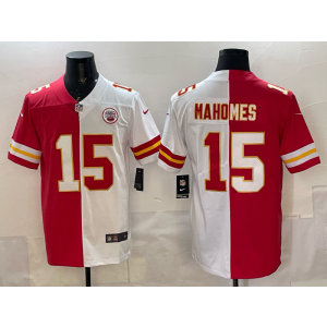 Nike Chiefs 15 Mahomes Red White Split Vapor Limited Men Jersey