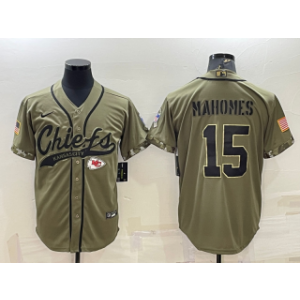 Nike Chiefs 15 Patrick Mahomes 2022 Olive Salute to Service Baseball Limited Men Jersey Nike Chiefs 15 Patrick Mahomes 2022 Olive Salute to Service Baseball Limited Men Jersey