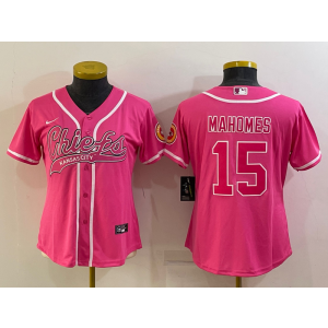 Nike Chiefs 15 Patrick Mahomes Pink Vapor Baseball Limited Women Jersey Nike Chiefs 15 Patrick Mahomes Pink Vapor Baseball Limited Women Jersey