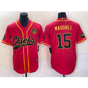 Nike Chiefs 15 Patrick Mahomes Red Gold Vapor Baseball Limited Men Jersey