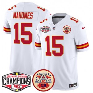 Nike Chiefs 15 Patrick Mahomes White 2024 AFC West Division Champions F.U.S.E. Vapor Limited Men Jersey Nike Chiefs 15 Patrick Mahomes White 2024 AFC West Division Champions F.U.S.E. Vapor Limited Men Jersey