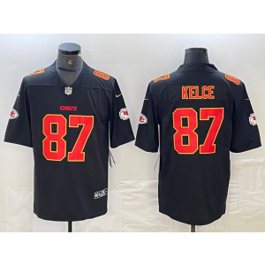 Nike Chiefs 87 Travis Kelce Black Gold Vapor Untouchable Limited Men Jersey