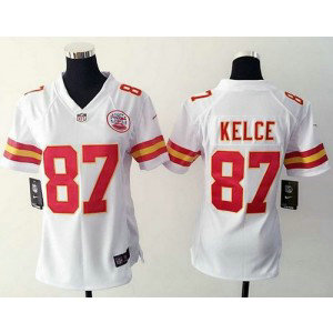 Nike Chiefs 87 Travis Kelce White Women Stitched NFL Jersey