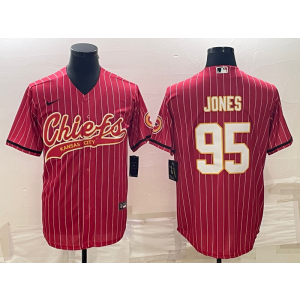 Nike Chiefs 95 Chris Jones Red Stripe Vapor Baseball Limited Men Jersey Nike Chiefs 95 Chris Jones Red Stripe Vapor Baseball Limited Men Jersey