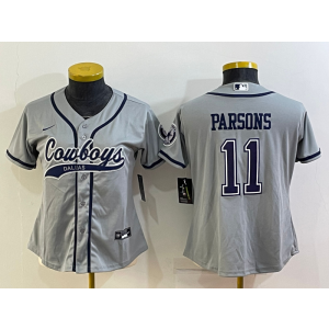 Nike Cowboys 11 Micah Parsons Grey Vapor Baseball Limited Women Jersey Nike Cowboys 11 Micah Parsons Grey Vapor Baseball Limited Women Jersey
