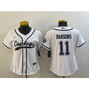 Nike Cowboys 11 Micah Parsons White Vapor Baseball Limited Women Jersey Nike Cowboys 11 Micah Parsons White Vapor Baseball Limited Women Jersey