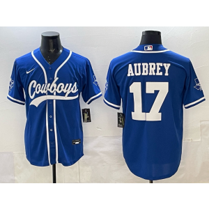 Nike Cowboys 17 Aubrey Blue Baseball Vapor Limited Men Jersey Nike Cowboys 17 Aubrey Blue Baseball Vapor Limited Men Jersey