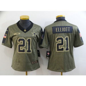 Nike Cowboys 21 Ezekiel Elliott 2021 Olive Salute To Service Limited Women Jersey Nike Cowboys 21 Ezekiel Elliott 2021 Olive Salute To Service Limited Women Jersey