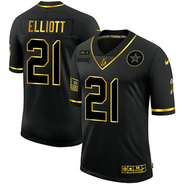 Nike Cowboys 21 Ezekiel Elliott Black Gold 2020 Salute To Service Limited Jersey Nike Cowboys 21 Ezekiel Elliott Black Gold 2020 Salute To Service Limited Jersey