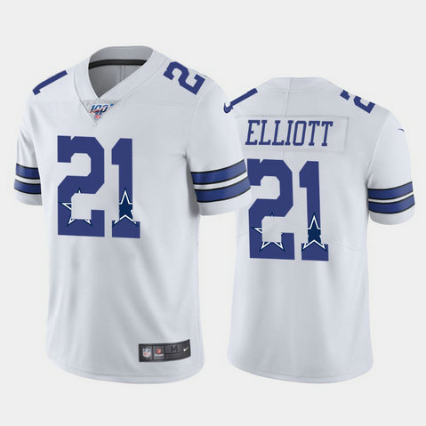 Nike Cowboys 21 Ezekiel Elliott White Number Logo Team 100th Season Vapor Untouchable Limited Jersey Nike Cowboys 21 Ezekiel Elliott White Number Logo Team 100th Season Vapor Untouchable Limited Jersey