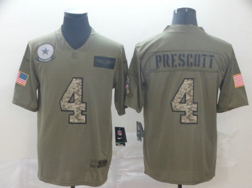 Nike Cowboys 4 Dak Prescott 2019 Olive Camo Salute To Service Limited Jersey Nike Cowboys 4 Dak Prescott 2019 Olive Camo Salute To Service Limited Jersey