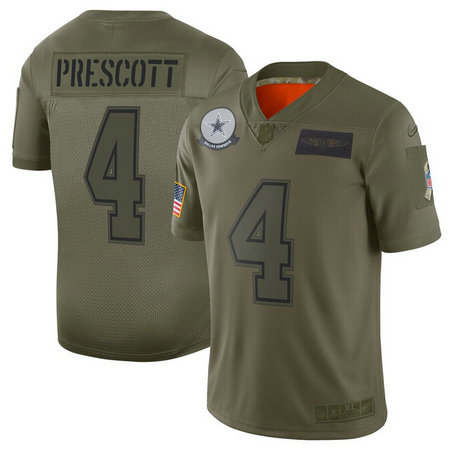Nike Cowboys 4 Dak Prescott 2019 Olive Salute To Service Limited Jersey Nike Cowboys 4 Dak Prescott 2019 Olive Salute To Service Limited Jersey
