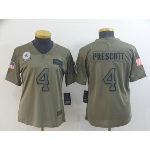 Nike Cowboys 4 Dak Prescott 2019 Olive Salute To Service Limited Women Jersey(Run Small) Nike Cowboys 4 Dak Prescott 2019 Olive Salute To Service Limited Women Jersey(Run Small)