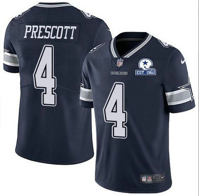 Nike Cowboys 4 Dak Prescott Navy With Est 1960 Patch Vapor Untouchable Limited Jersey Nike Cowboys 4 Dak Prescott Navy With Est 1960 Patch Vapor Untouchable Limited Jersey