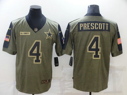 Nike Cowboys 4 Dak Prescott Olive 2021 Salute To Service Limited Jersey Nike Cowboys 4 Dak Prescott Olive 2021 Salute To Service Limited Jersey