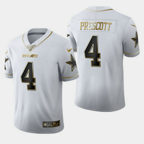 Nike Cowboys 4 Dak Prescott White 100th Season Vapor Untouchable Limited Jersey Nike Cowboys 4 Dak Prescott White 100th Season Vapor Untouchable Limited Jersey
