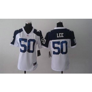 Nike Cowboys 50 Sean Lee White Thanksgiving Throwback Women's Embroidered NFL Jersey Nike Cowboys 50 Sean Lee White Thanksgiving Throwback Women's Embroidered NFL Jersey