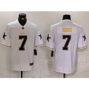 Nike Cowboys 7 Diggs White Gold Vapor Limited Men Jersey
