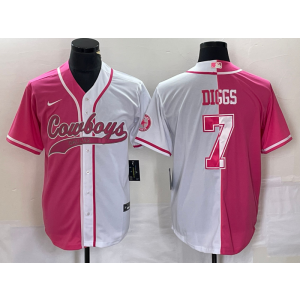 Nike Cowboys 7 Diggs White Pink Split Baseball Vapor Limited Men Jersey Nike Cowboys 7 Diggs White Pink Split Baseball Vapor Limited Men Jersey